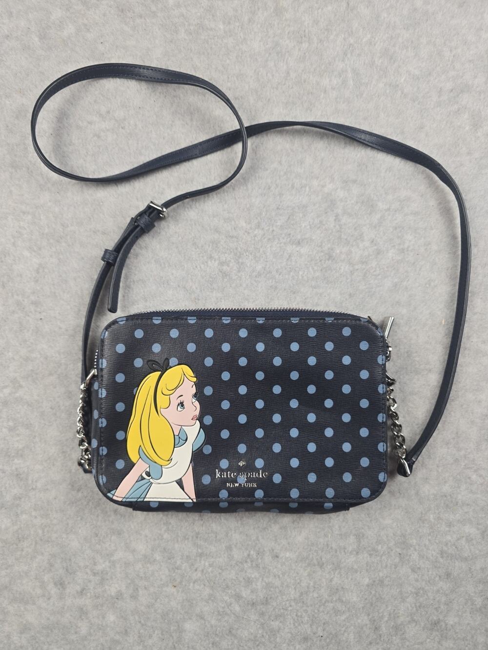 Kate Spade Disney Alice In Wonderland Polka Dot Leather Crossbody Handbag